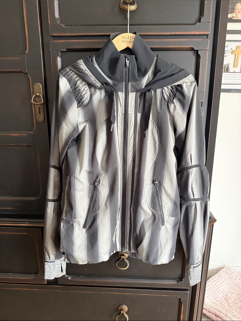 lululemon athletica Gray Striped Bomber Jacket